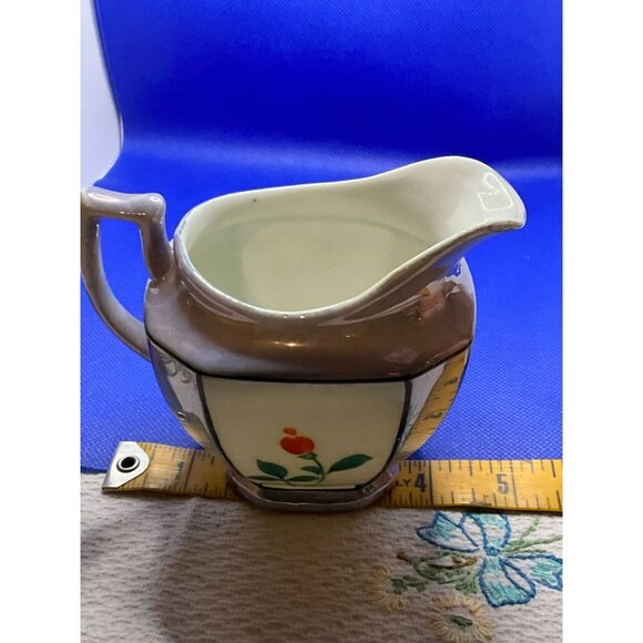 Vintage Bavarian Lusterware China Creamer & Sugar Set With Hand-Painted Floral - Picture 4 of 16